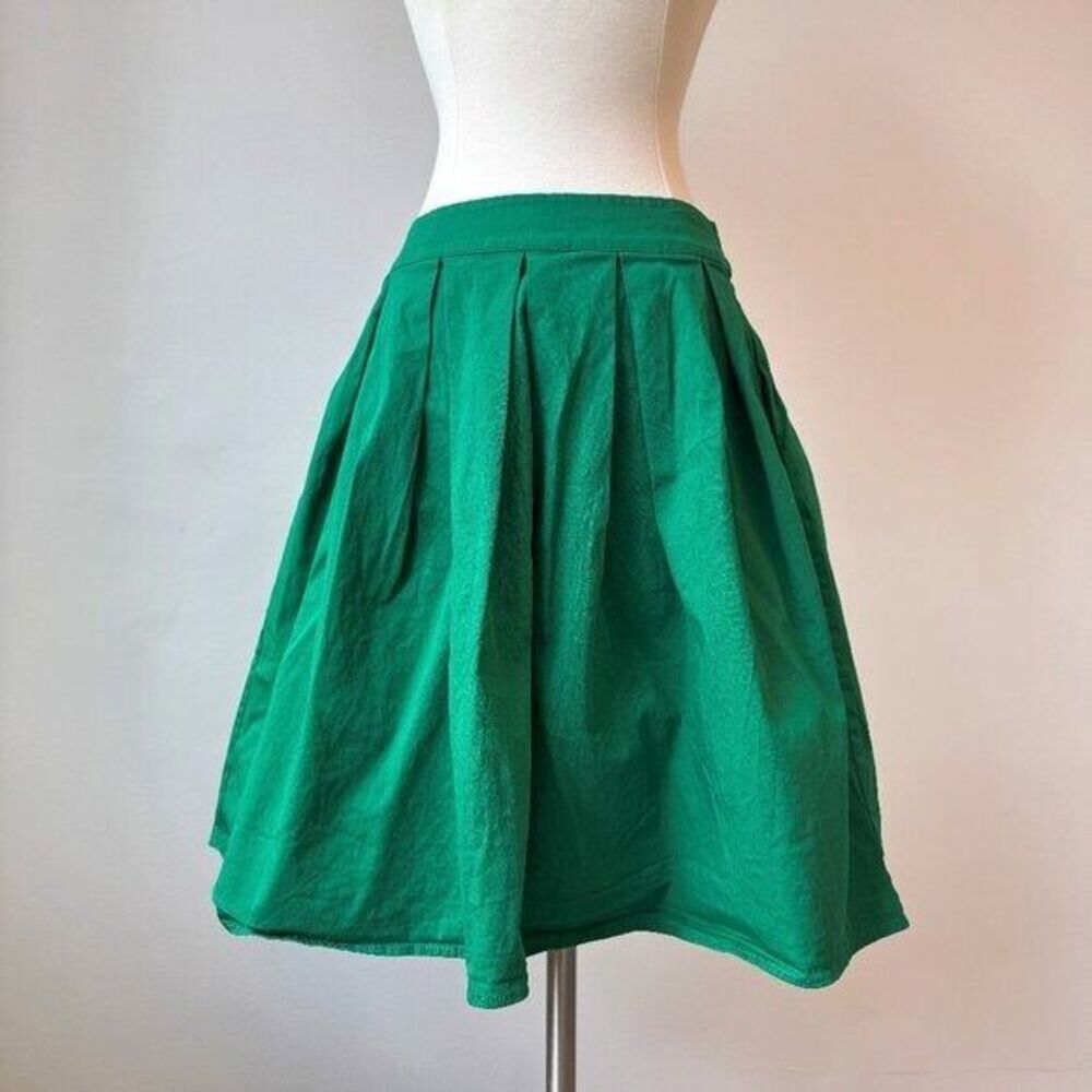 Cotton A-Line Skirt, Green - Size Small